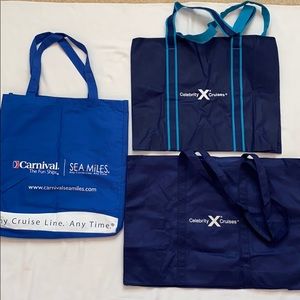 Cruise port bags. 3 for $5. Each total $15 Carnival Celebrity Cruise Lines tote